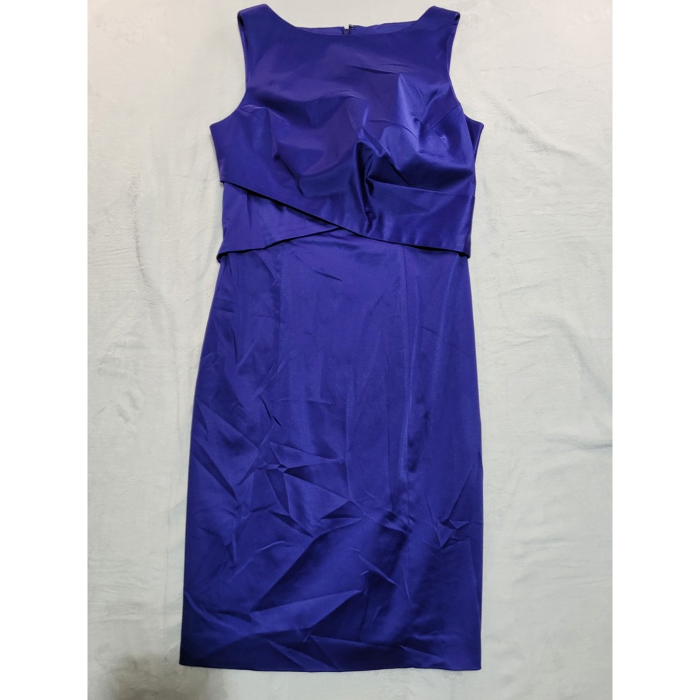 NWT Talbots Sheath Dress Womens‎ 4P Royal Purple Satin Draped Cocktail
